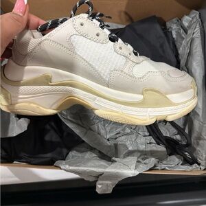 Balenciaga Cream and Black Sneakers
